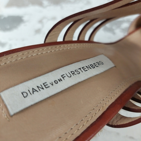 Diane Von Furstenberg Brown Strappy Ankle Buckle Espadrilles Wedges V97 - Picture 7 of 9